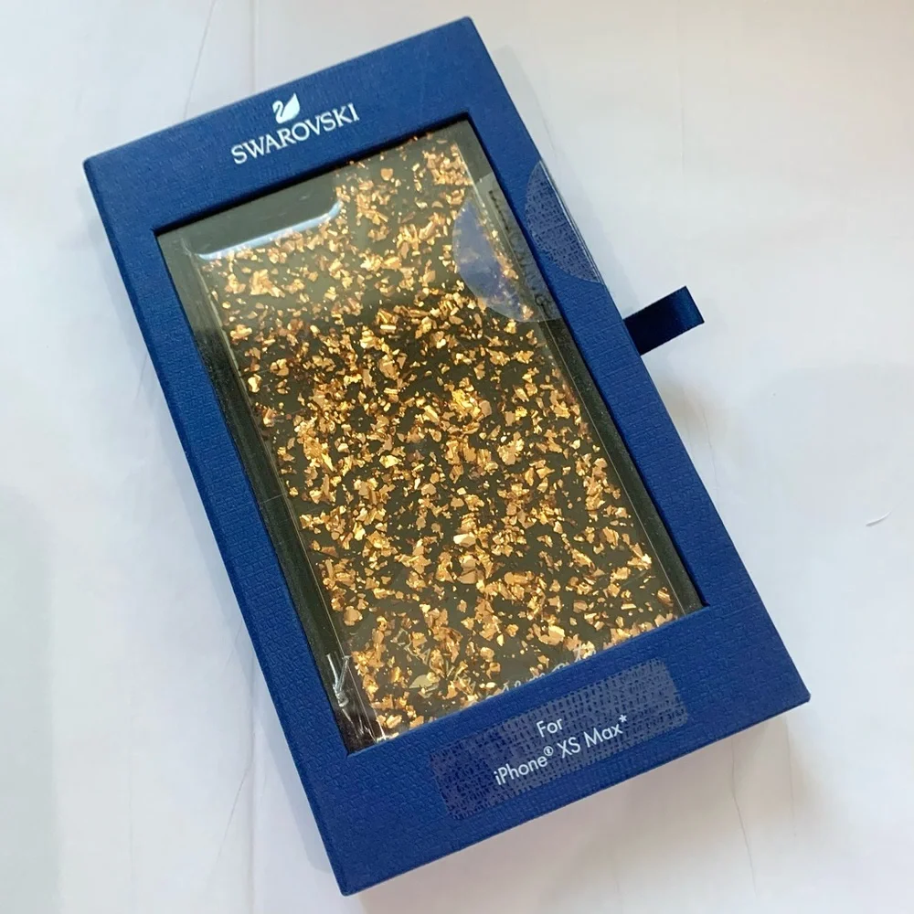 NEW Swarovski iPhone XS Max Case Gold Crystals Glitter Black NIB